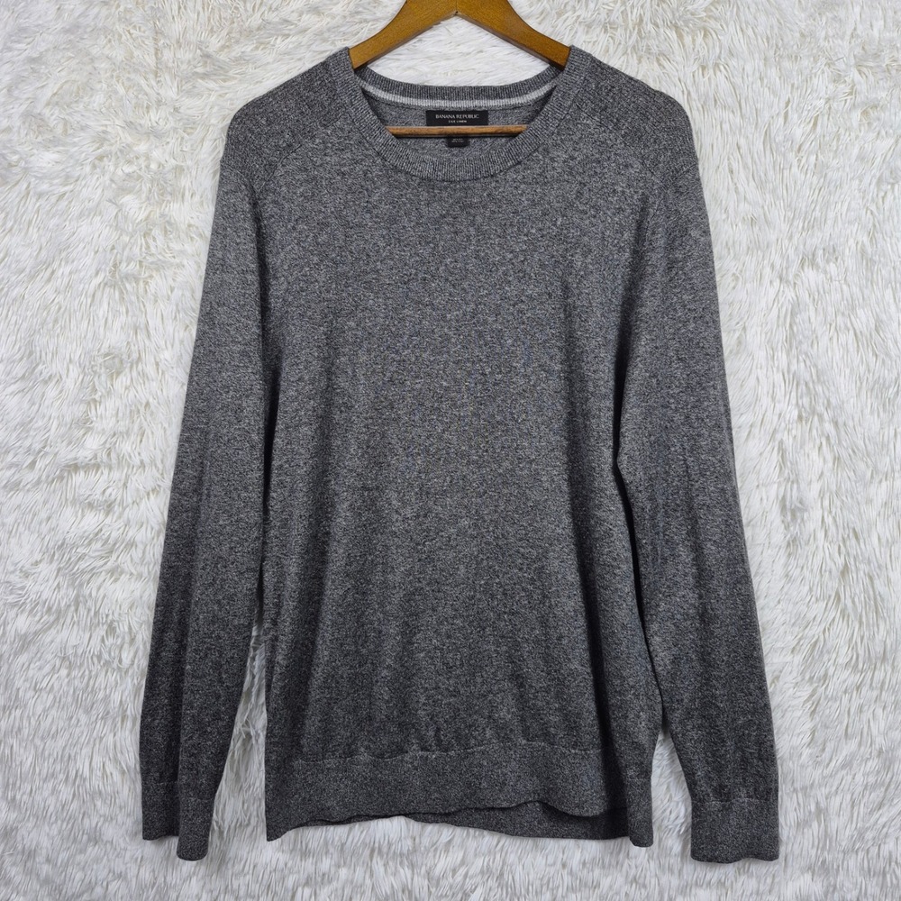 Banana Republic Mens Silk Linen Crewneck Sweater Gray L 550463-01 Quiet Luxury